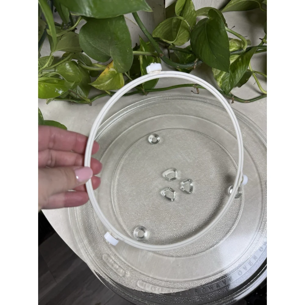 Glass Microwave Turntable Plate 11.5 inch Diameter Replacement Dish W/ Roller